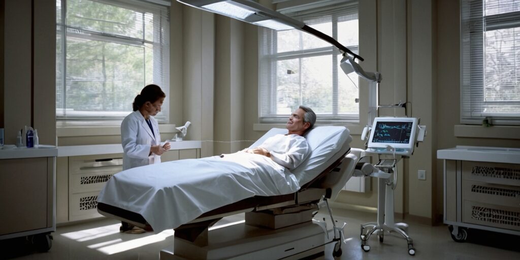 Une illustration représentant une consultation entre un chirurgien esthétique et un patient, dans une salle de consultation claire et moderne. Une illustration représentant une consultation entre un chirurgien esthétique et un patient, dans une salle de consultation claire et moderne.